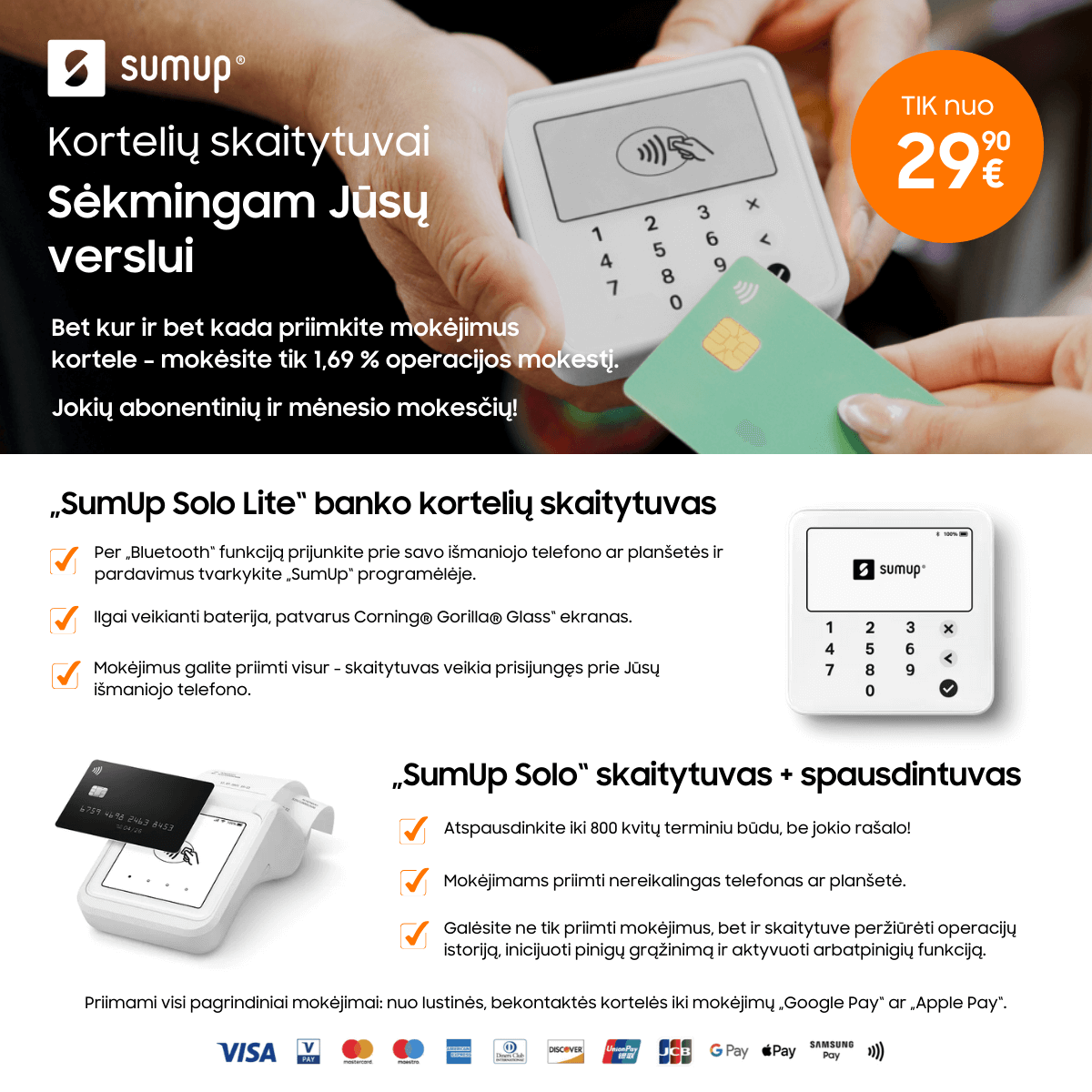 Sumup kortelių skaitytuvai - bet kokio tipo verslui, Mobili prekyba