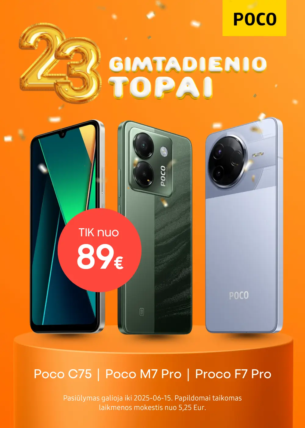 Poco C75, M7 Pro, F7 Pro gimtadienio kainos, Mobili prekyba