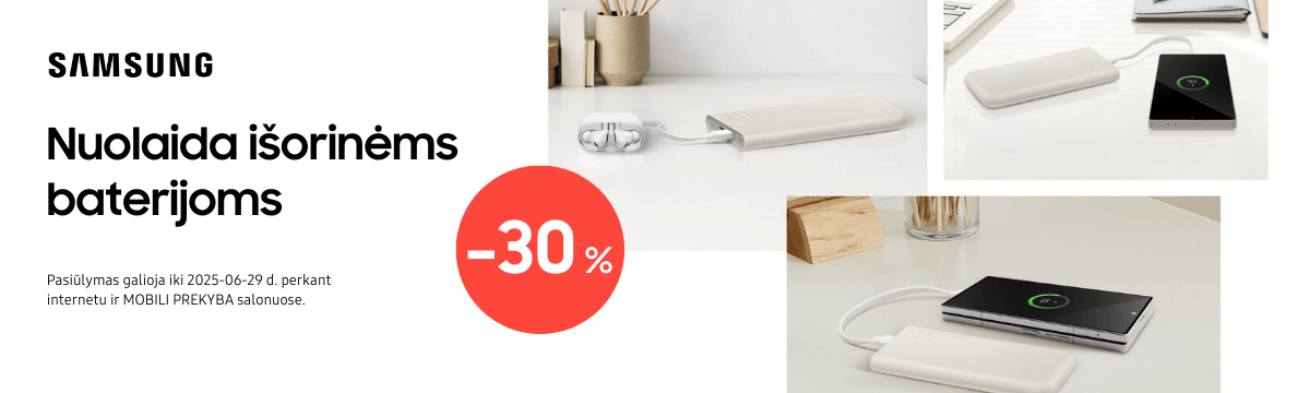 Samsung išorinėms baterijoms -30%, Mobili prekyba