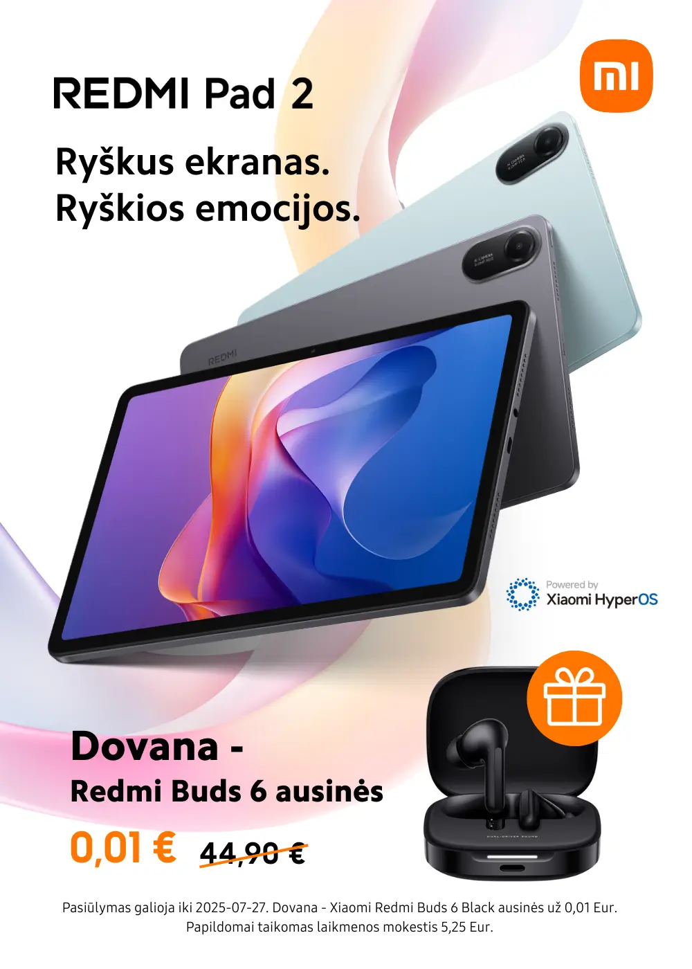 Redmi Pad 2 naujiena dovana - Redmi Buds 6, Mobili prekyba