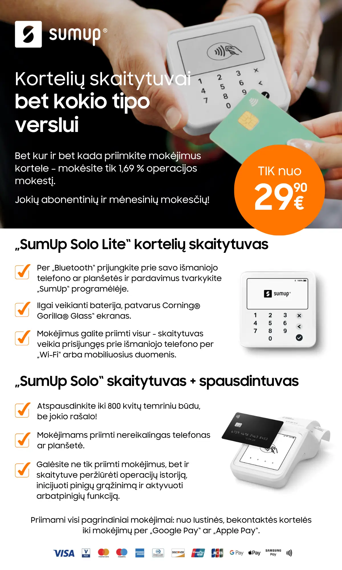 Sumup kortelių skaitytuvai - bet kokio tipo verslui, Mobili prekyba