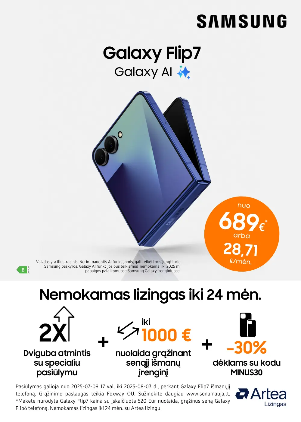 Samsung Galaxy Flip7 akcija, Mobili prekyba