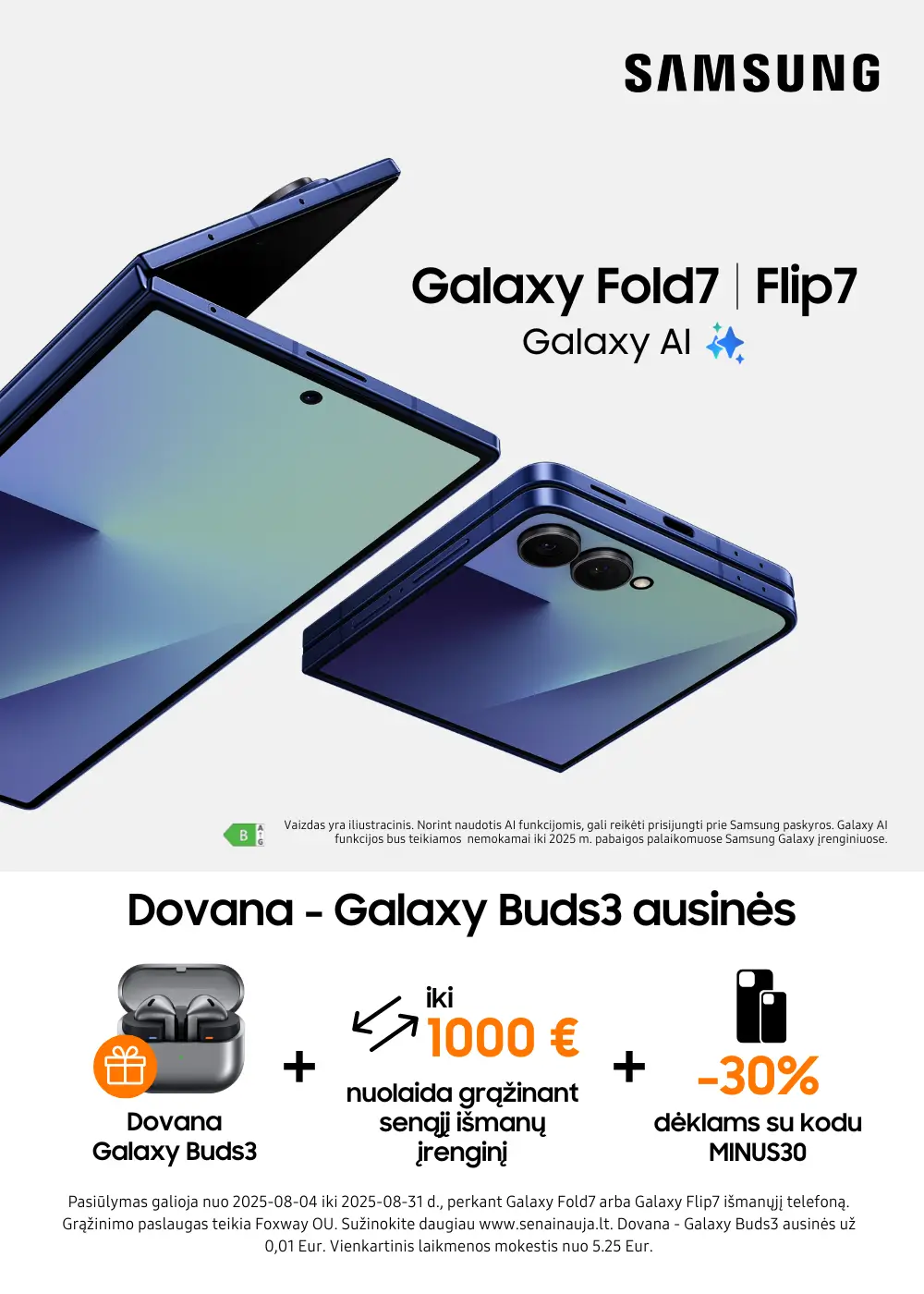Samsung Galaxy Fold7 Flip7 akcija dovana, Mobili prekyba