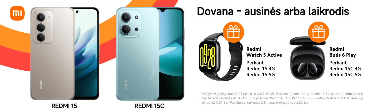 Redmi 15 ir Redmi 15C akcija naujiena dovana, Mobili prekyba