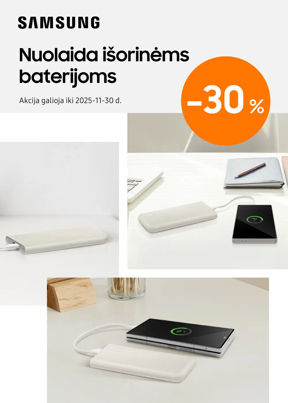 Samsung išorinėms baterijoms -30%, Mobili prekyba