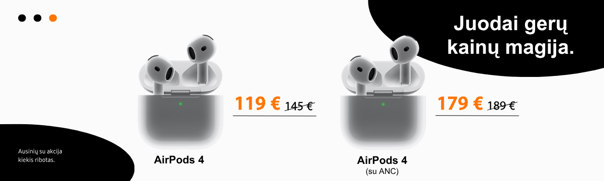 Apple AirPods 4 akcija nuo 119 Eur, Mobili prekyba