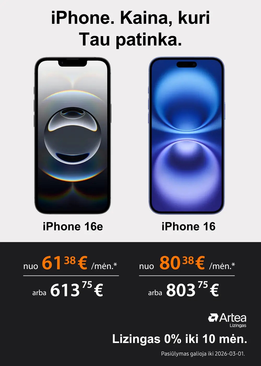 iPhone 16 iPhone 16e akcija, Mobili prekyba