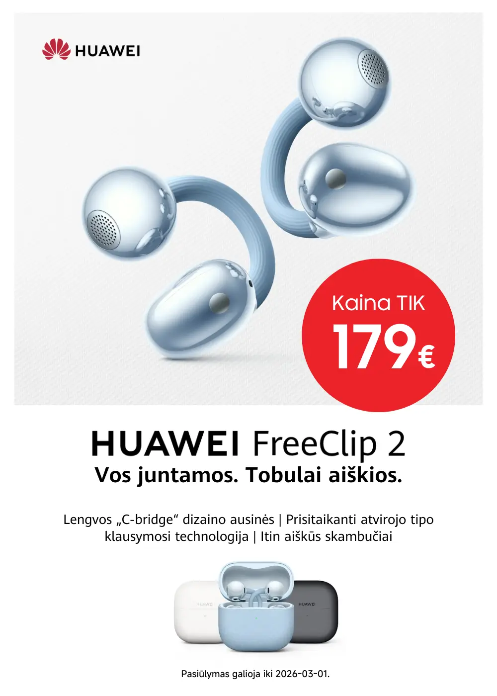 Huawei FreeClip 2 ausinės su akcija, Mobili prekyba