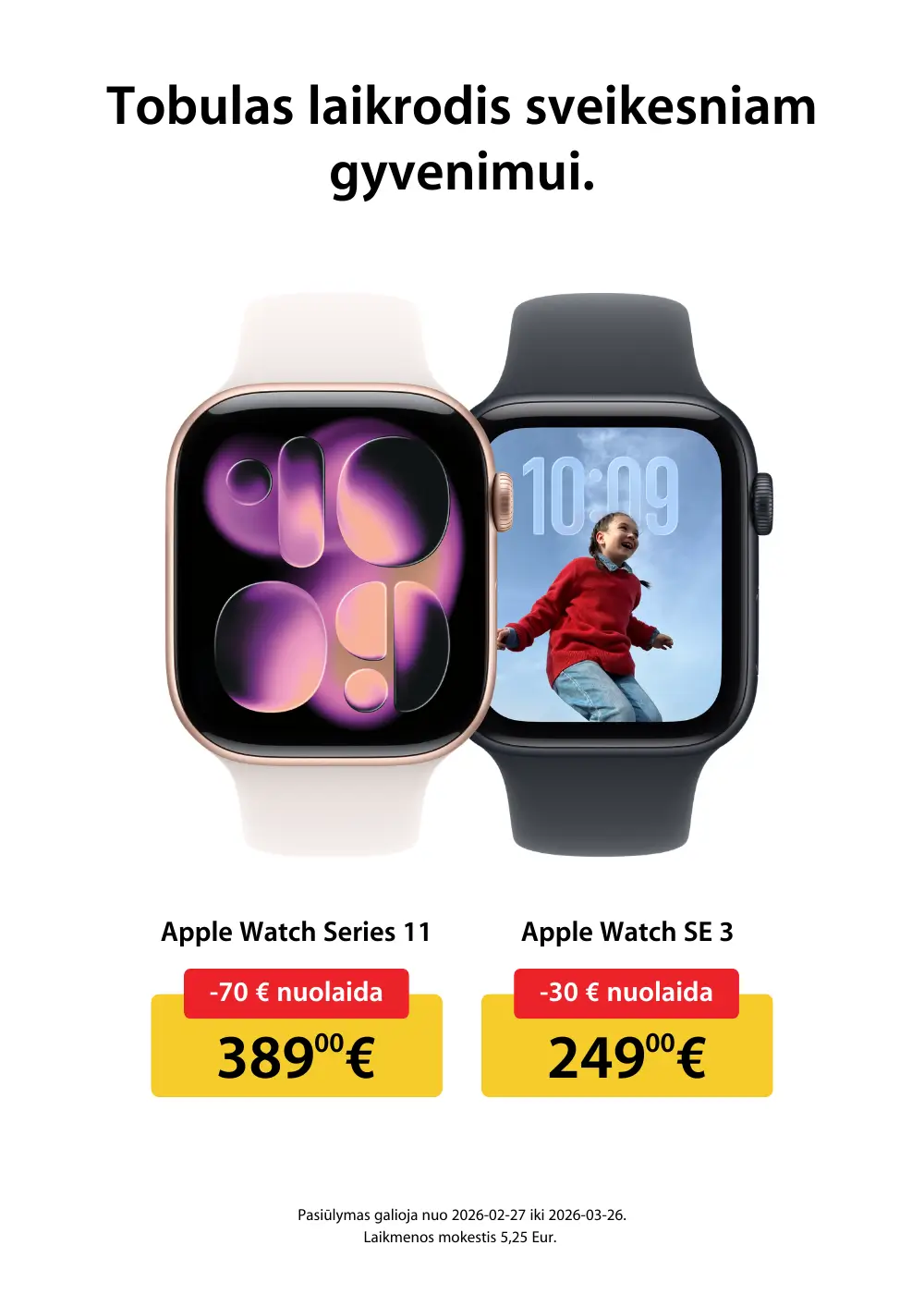 Apple Watch SE 3 ir Apple Watch Series 11 akcija, Mobili prekyba