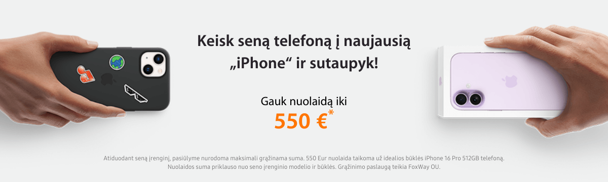 Keisk seną įrenginį į naujausią iPhone ir gauk iki 550 Eur nuolaidą, Mobili prekyba