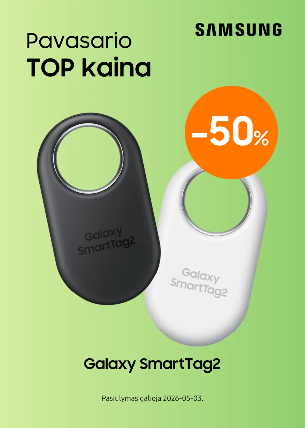 Samsung Galaxy SmartTag2 50% nuolaida, Mobili prekyba