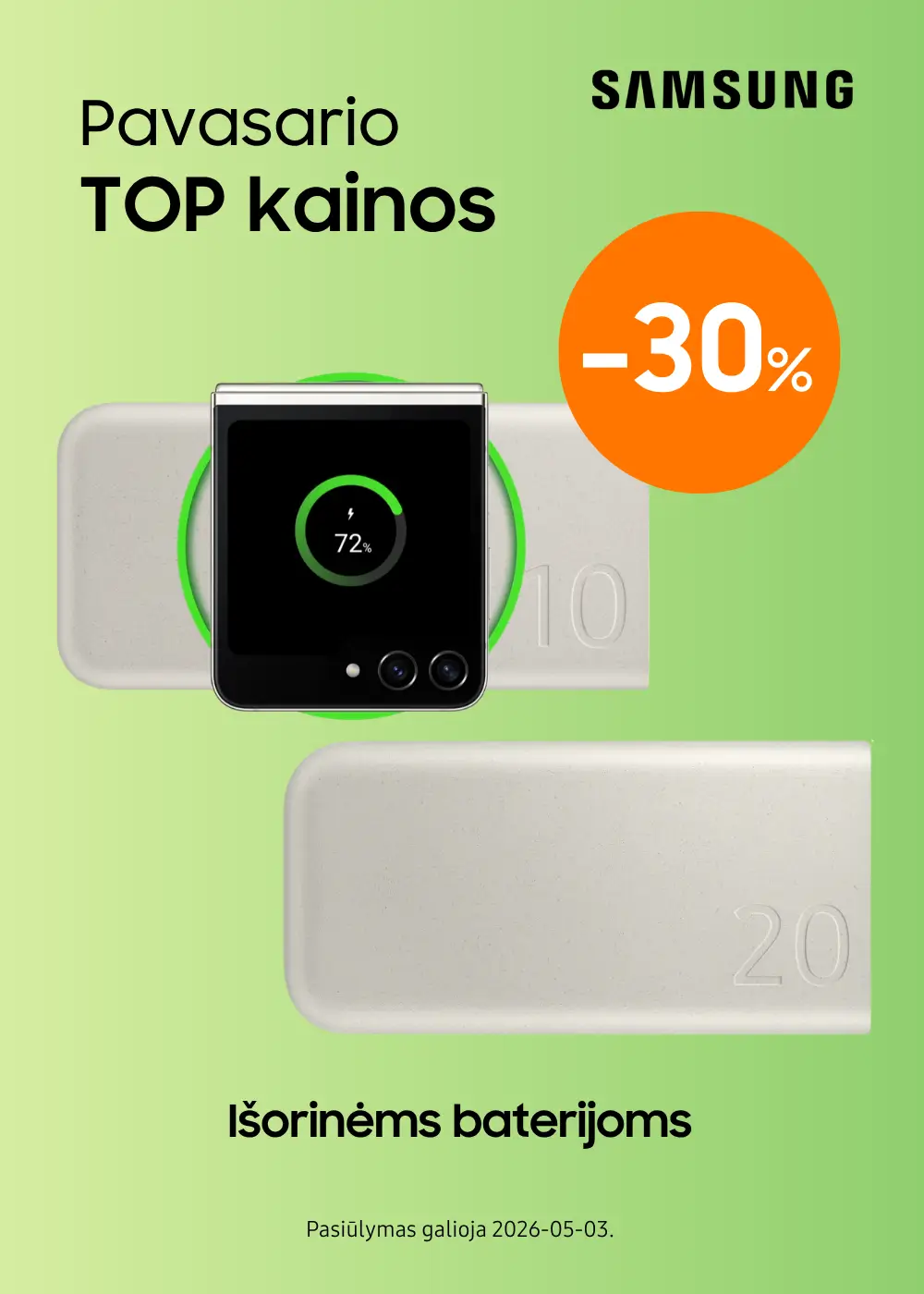 Samsung išorinėms baterijoms -30%, Mobili prekyba