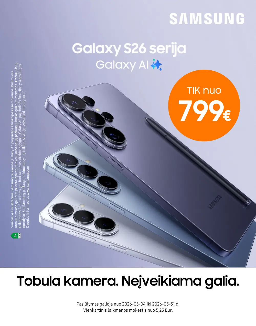 Samsung Galaxy S26 serija nuo 799 Eur, Mobili prekyba