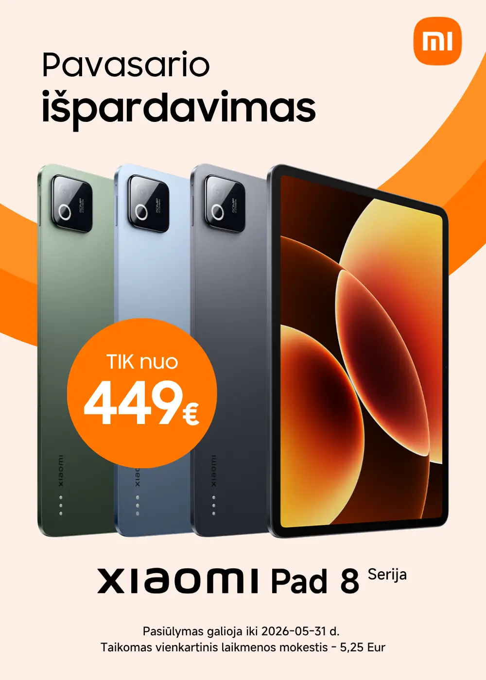 Xiaomi Pad 8 serija nuo 449 Eur, Mobili prekyba