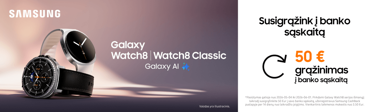 Samsung Galaxy Watch8 serija su 50 Eur grąžinimu į sąskaitą, Mobili prekyba