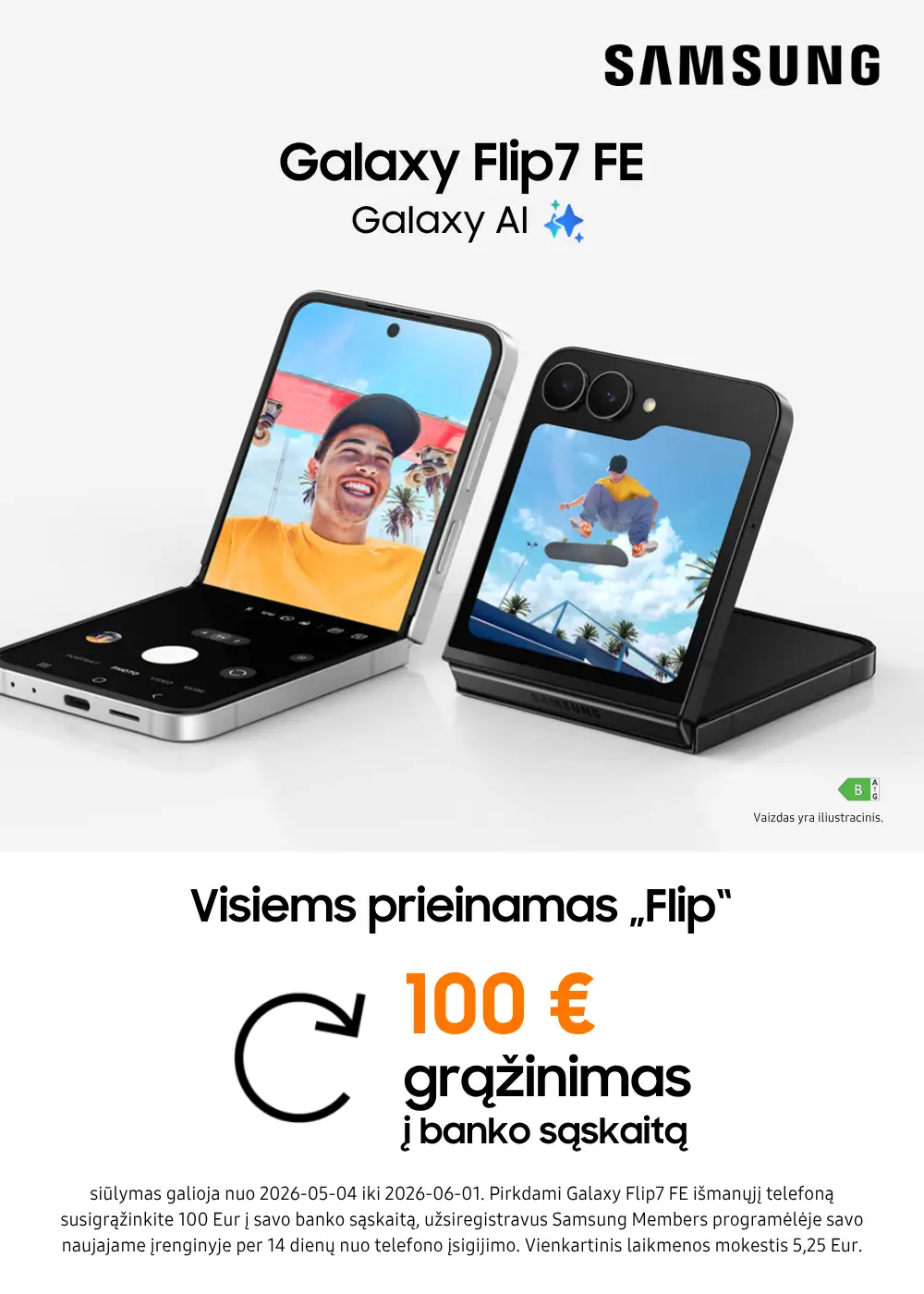 Samsung Galaxy Flip7 FE 100 Eur cashback, Mobili prekyba