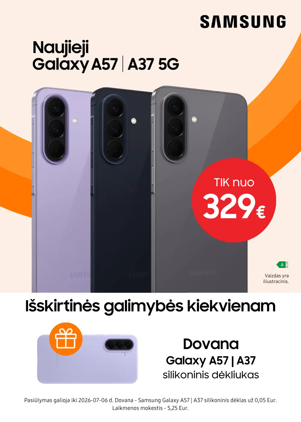 Samsung Galaxy A57 A37 su dėklu dovanų, Mobili prekyba