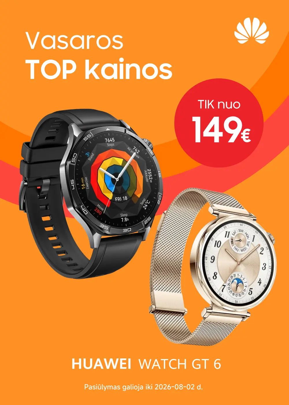 Huawei Watch GT 5 akcija nuo 149 Eur, Mobili prekyba