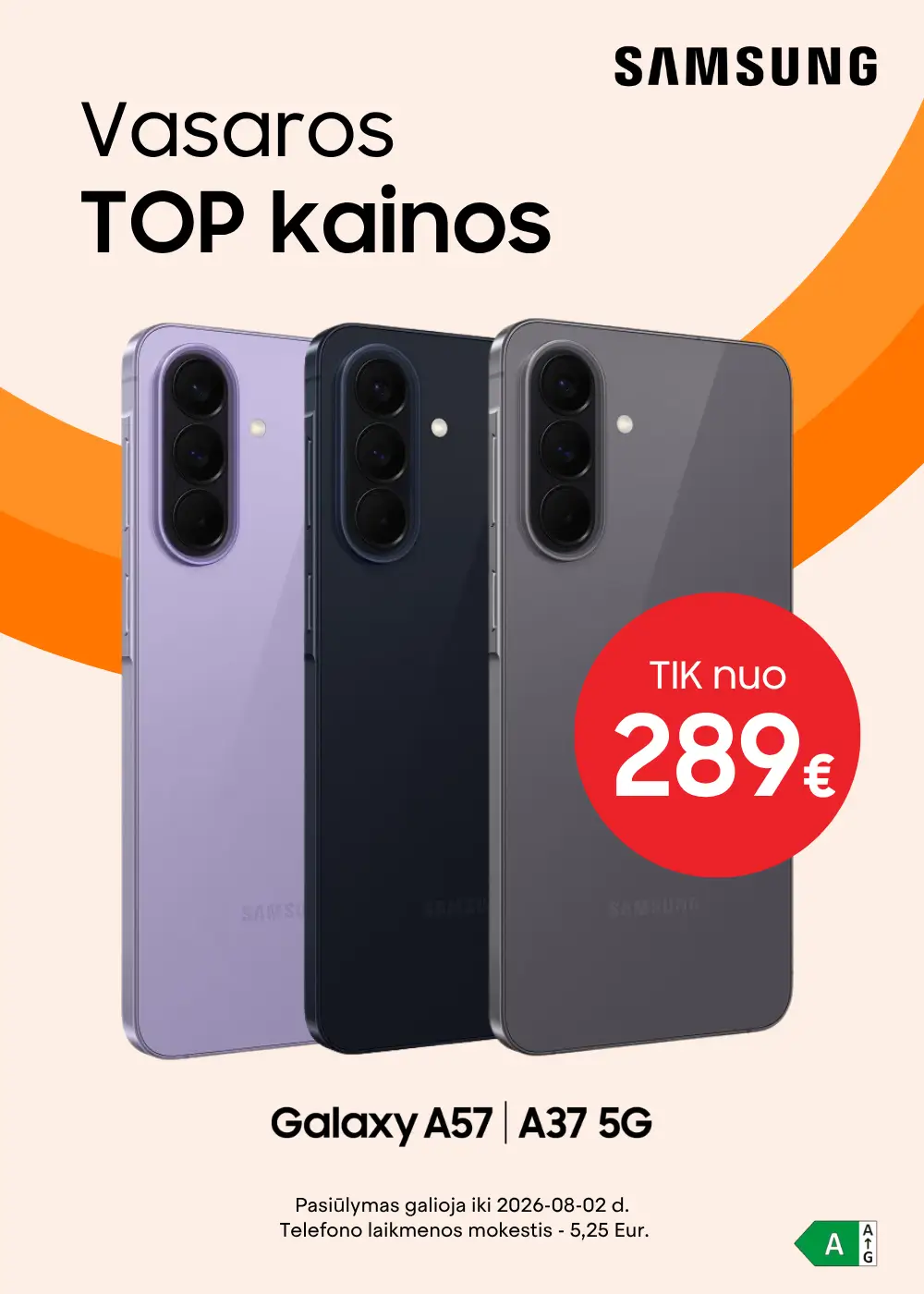 Samsung A37 A57 akcija nuo 289 Eur, Mobili prekyba