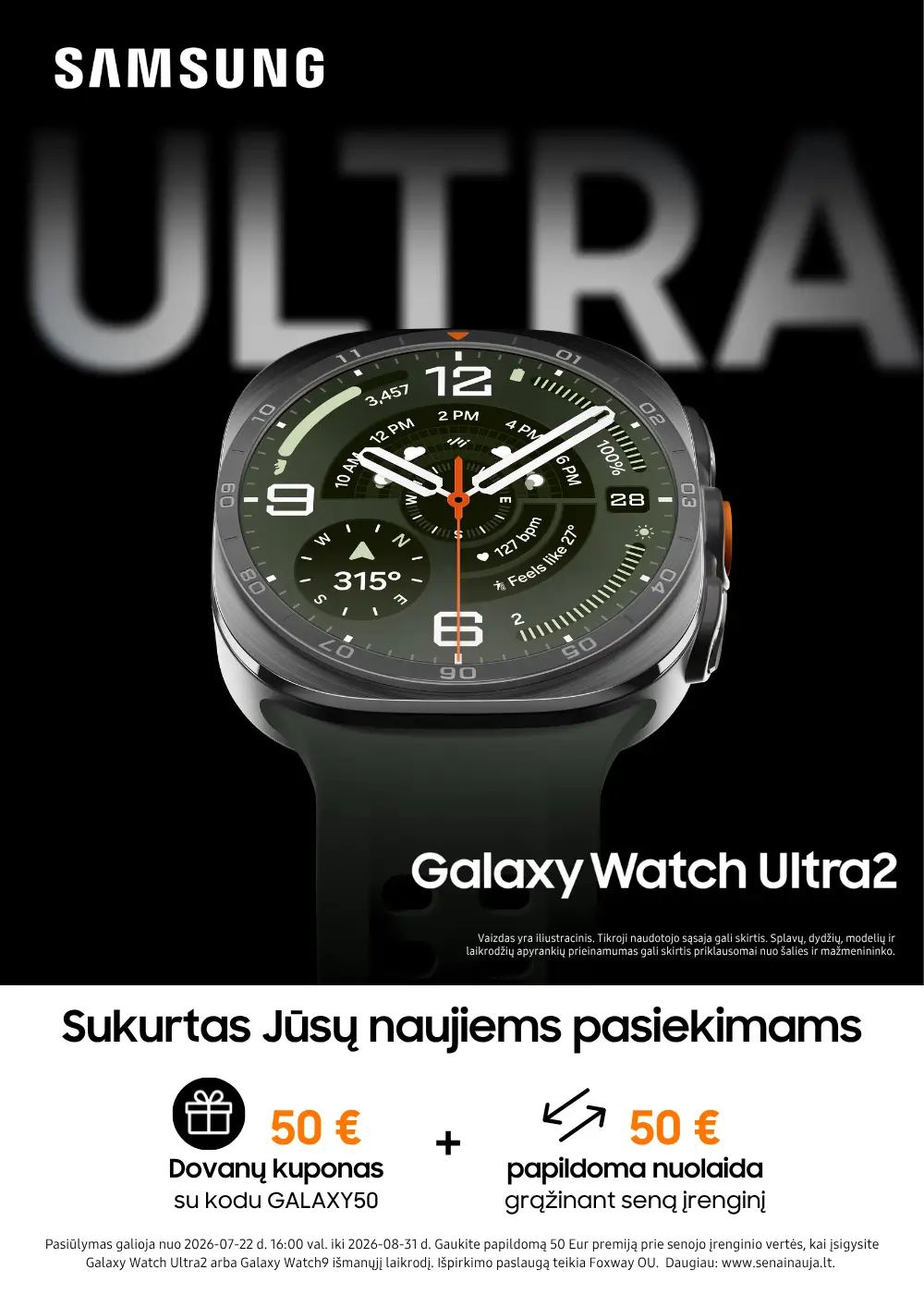 Samsung Galaxy Watch Ultra2 naujiena, Mobili prekyba