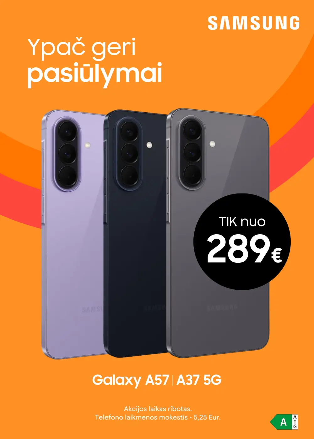 Samsung A37 A57 akcija nuo 289 Eur, Mobili prekyba