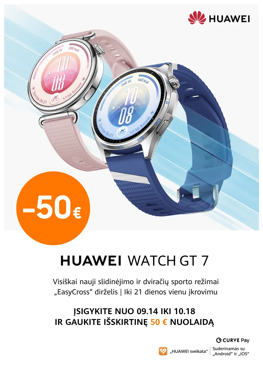 Huawei Watch GT7 akcija nuo 249 Eur, Mobili prekyba