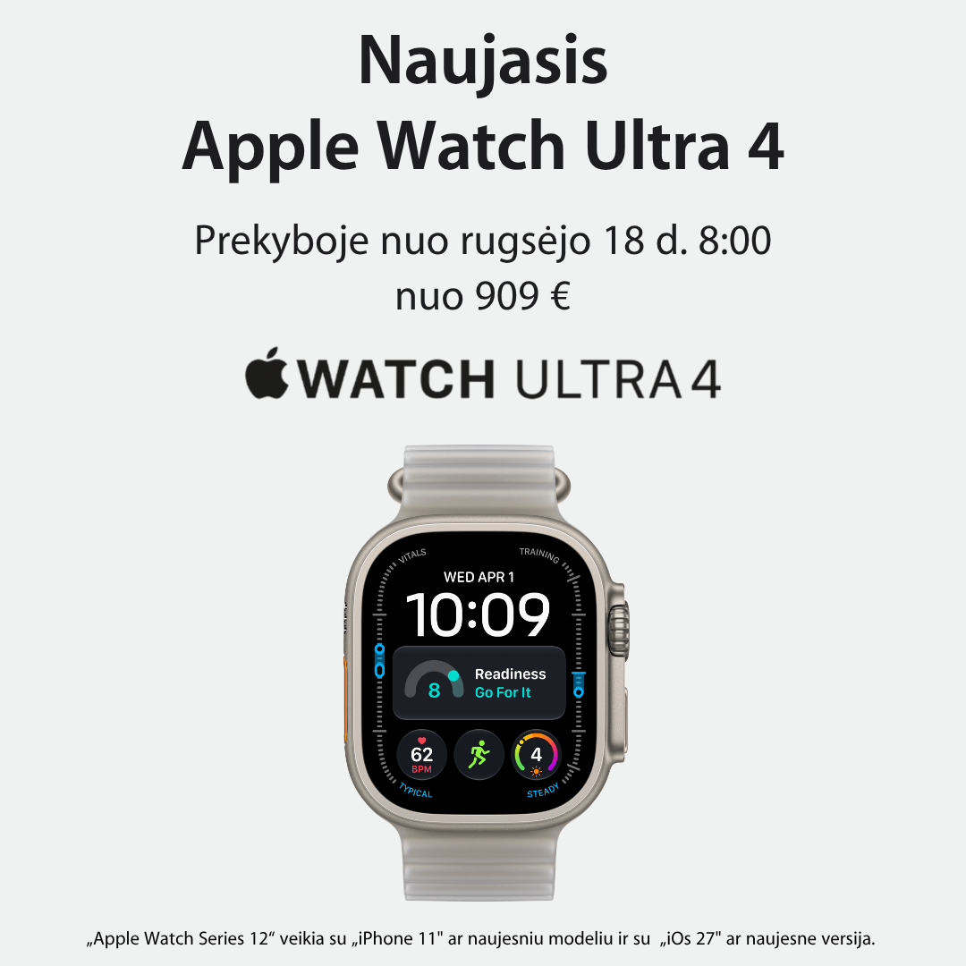 Apple Watch Ultra 4 nuo 909 Eur, Mobili prekyba