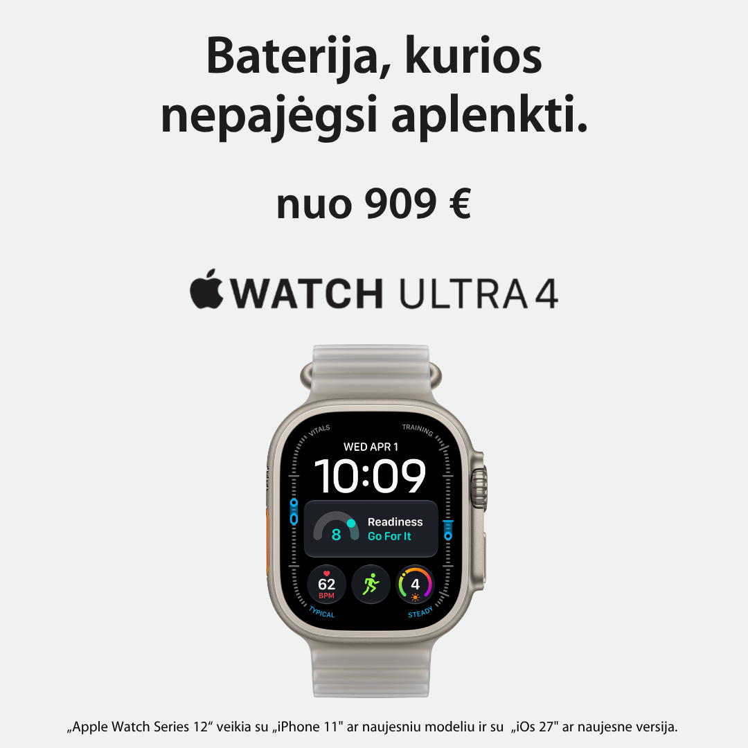 Apple Watch Ultra 4 nuo 909 Eur, Mobili prekyba