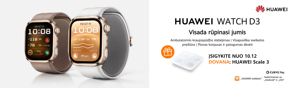 Huawei Watch D3 su dovana - Huawei Scale 3 svarstyklės, Mobili prekyba