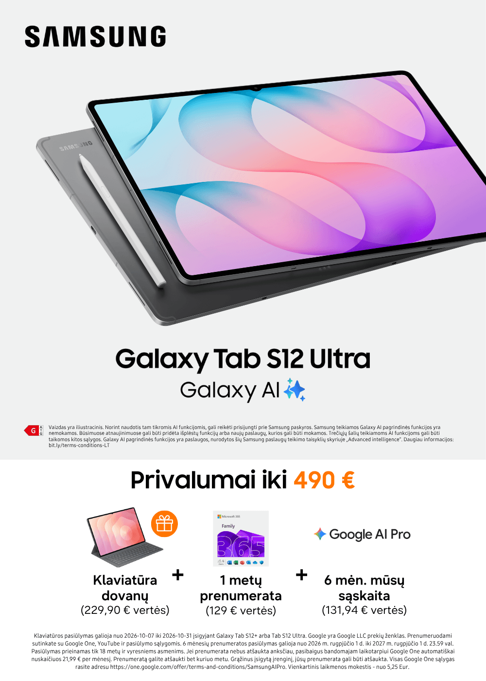 Samsung Galaxy Tab S12 serija su dovanomis, Mobili prekyba