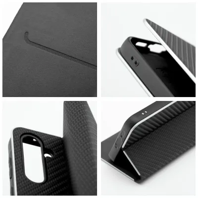 Smart Samsung Galaxy S25 FE Luna Book Carbon dėklas, juoda, 10 nuotrauka