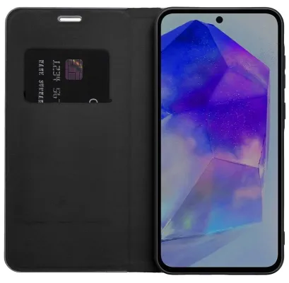 Smart Samsung Galaxy S25 FE Luna Book Carbon dėklas, juoda, 6 nuotrauka