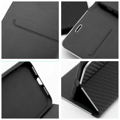 Smart Samsung Galaxy S25 FE Luna Book Carbon dėklas, juoda, 8 nuotrauka